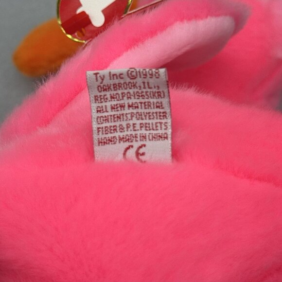 Pinky Flamingo Plush 1998 17" Bird Stuffed Toy Vintage TY Beanie Buddy - Picture 9 of 11